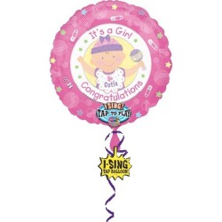 BALLON METALLIQUE MUSICAL CONGRATULATIONS ROSE 71 X 71 CM