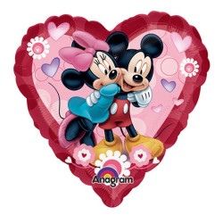 BALLON METALLIQUE COEUR MICKEY MINNIE 73 CM
