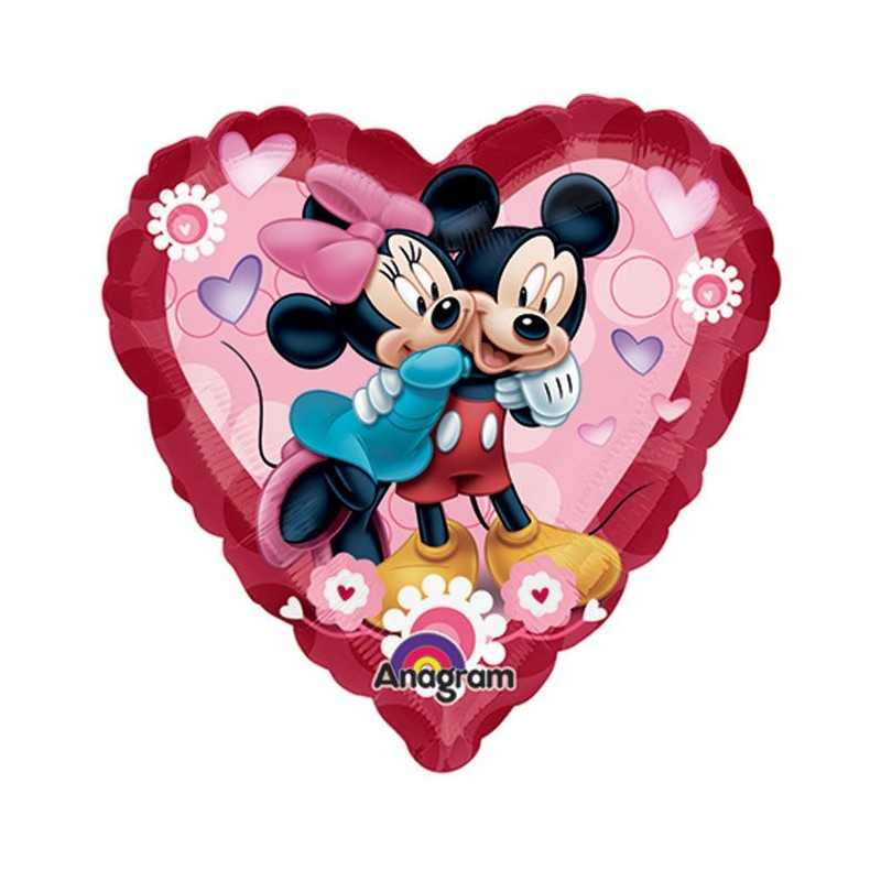 BALLON METALLIQUE COEUR MICKEY MINNIE 73 CM