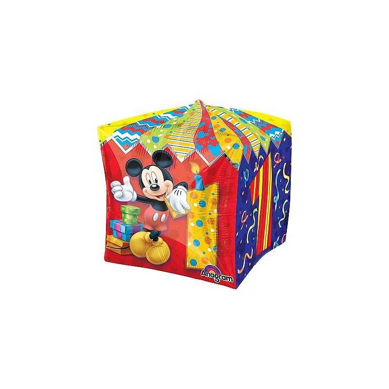 BALLON METALLIQUE MICKEY MOUSSE CUBEZ 1 AN 38 X 38 CM
