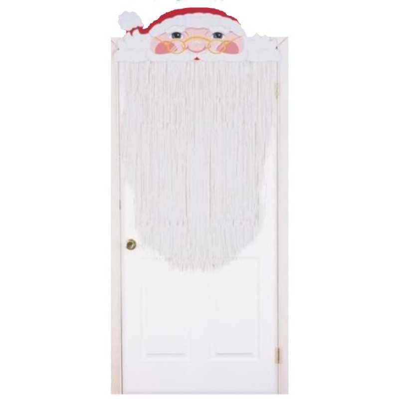 RIDEAU DE PORTE PERE NOEL FRANGES BLANCHES