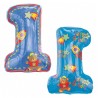 BALLON METALLIQUE CHIFFRE 1 TEDDY ET FUSEES 48 X 71 CM