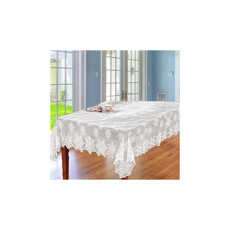 NAPPE TISSU BLANCHE MOTIFS FLOCONS DE NEIGE
