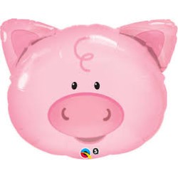 BALLON METALLIQUE TETE DE COCHON ROSE 76 CM