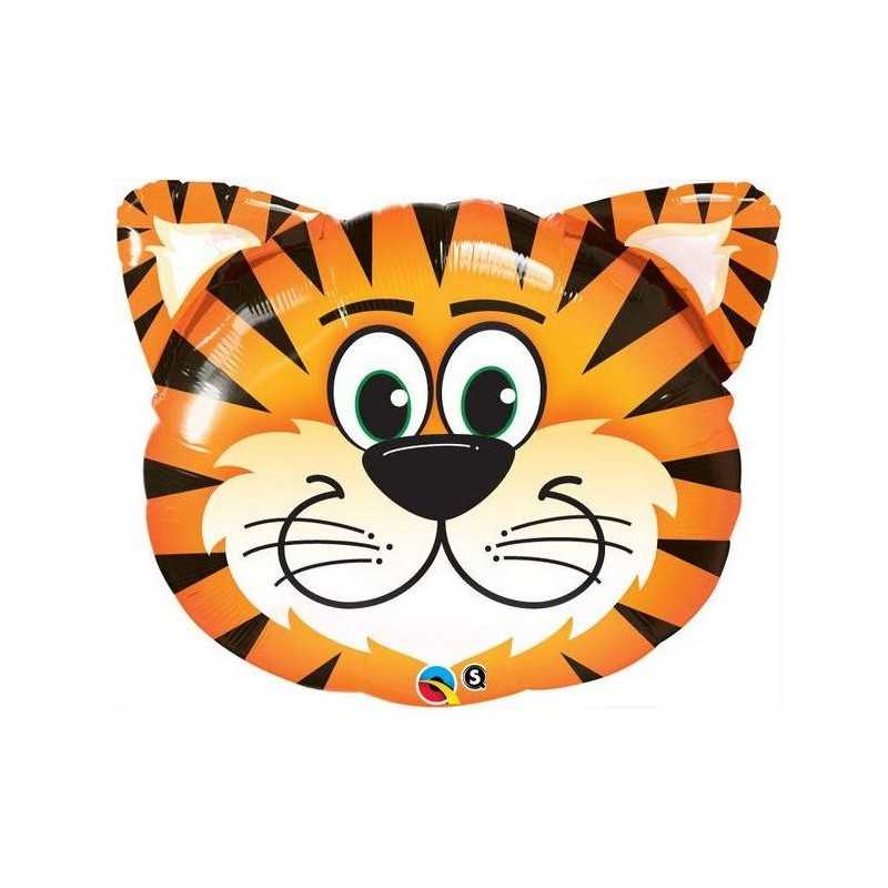 BALLON METALLIQUE TETE DE TIGRE 76 CM
