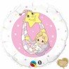 BALLON METALLIQUE ROND BEBE ETOILE ROSE 46 CM