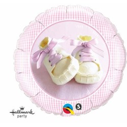 BALLON METALLIQUE ROND CHAUSSONS ROSE 45.7 CM