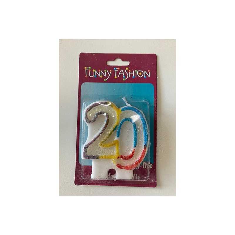 BOUGIE MULTICOLORE CHIFFRE 20