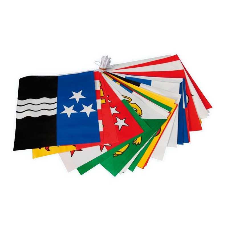 GUIRLANDE FANIONS DRAPEAUX CANTONS SUISSE 8 METRES AVEC 26 DRAPEAUX