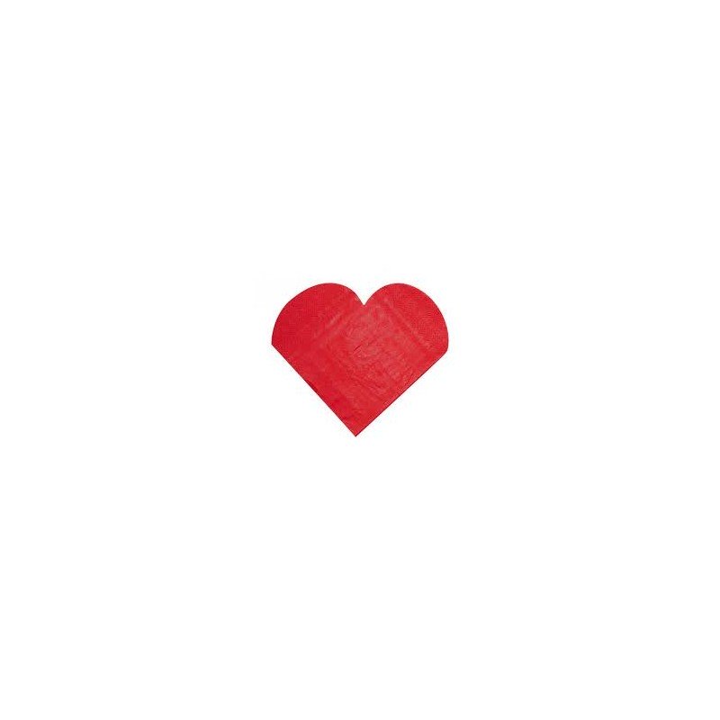 20 SERVIETTES COEUR ROUGE