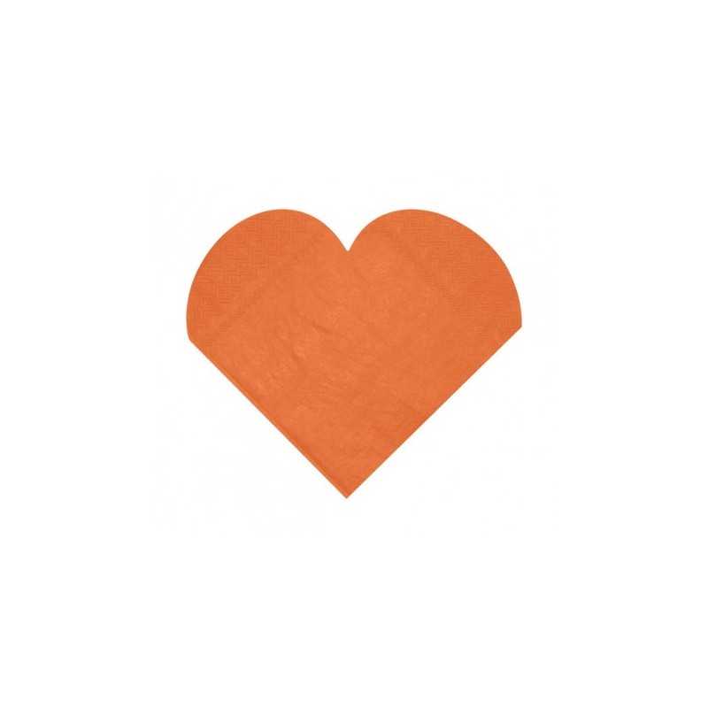 20 SERVIETTES COEUR ORANGE