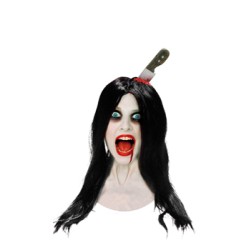 PERRUQUE MUTANT AVEC COUTEAU SANGLANT