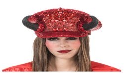 CASQUETTE DIABLE ROUGE SEQUINS PAILLETTES AVEC CORES