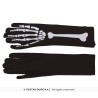 GANTS TISSU NOIR IMPRIMES SQUELETTE 40 CM