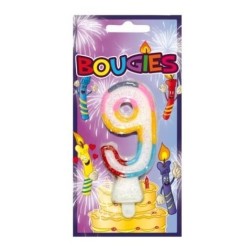BOUGIE CHIFFRE 9 MULTICOLORE