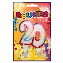 BOUGIE MULTICOLORE CHIFFRE 20