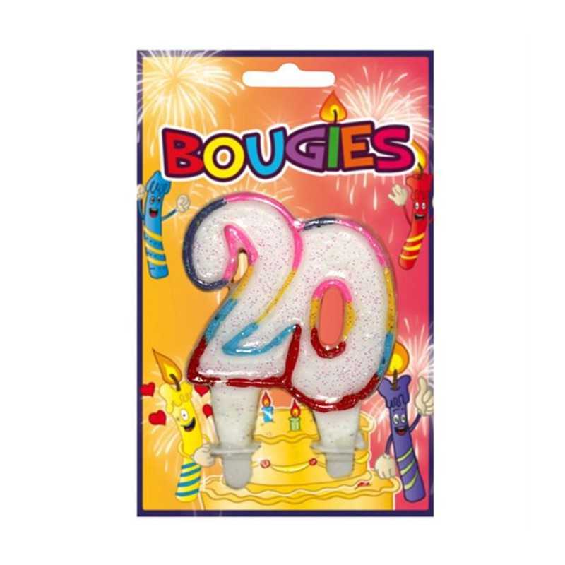 BOUGIE MULTICOLORE CHIFFRE 20
