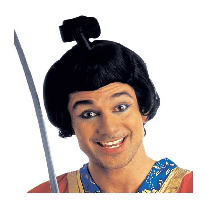 PERRUQUE SAMOURAI NOIR CHEVEUX COURTS QUEUE DE CHEVAL