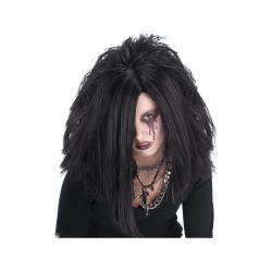 PERRUQUE NOIRE CHEVEUX LONGS CHANTEUR SATANIQUE