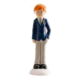 FIGURINE GARCON COMMUNIANT COSTUME BLEU 13 CM