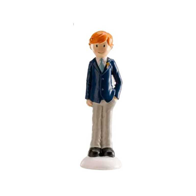 FIGURINE GARCON COMMUNIANT COSTUME BLEU 13 CM