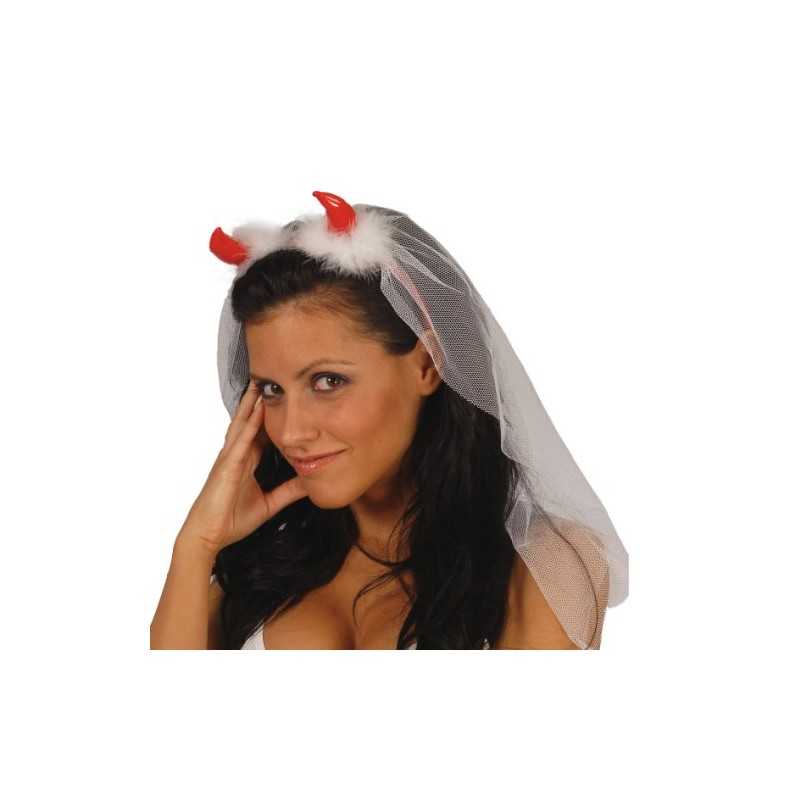 SERRE TETE DIABLE ROSE AVEC VOILE BLANC