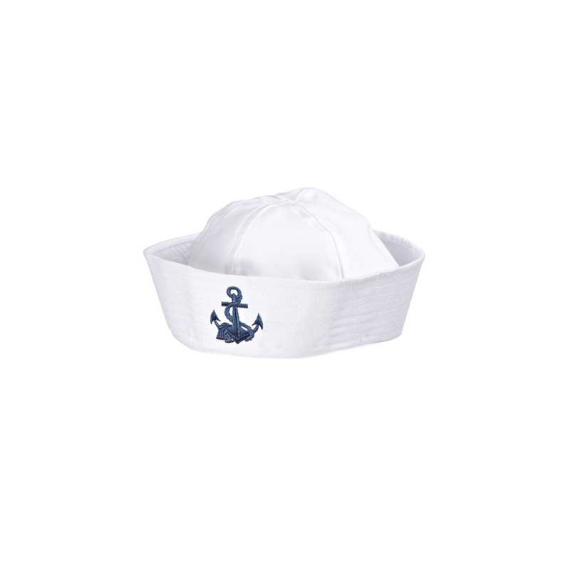 BACHI OU CHAPEAU DE MARIN BLANC TISSUS DECOR ENCRE BLEUE