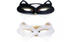 MASQUE LOUP CHAT NOIR ET OR OU BLANC ET OR