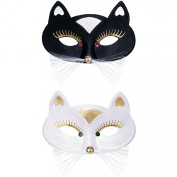 MASQUE LOUP CHAT NOIR ET OR OU BLANC ET OR