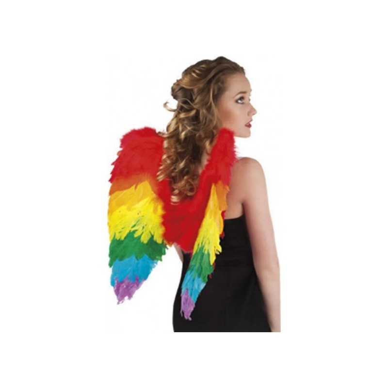 AILES EN PLUMES DE PERROQUET MULTICOLORES 50 X 50 CM