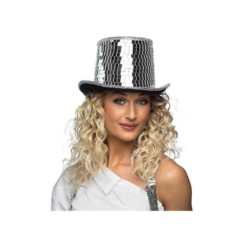 CHAPEAU HAUT DE FORME BOULE A FACETTE DISCO