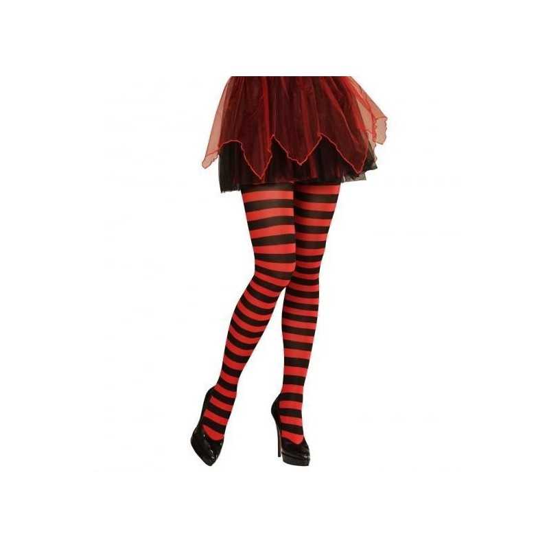 COLLANTS RAYES NOIR ET ROUGE