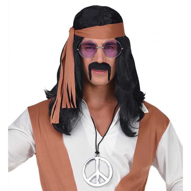 COLLIER OU MEDAILLON PLASTIQUE ARGENT PEACE AND LOVE