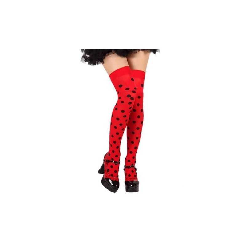 BAS COCCINELLE ROUGE A POIS NOIR