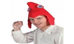 BONNET PHRYGIEN EN TISSU ROUGE AVEC COCARDE