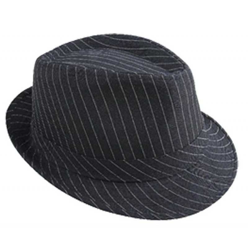 CHAPEAU BORSALINO NOIR RAYEE BLANC