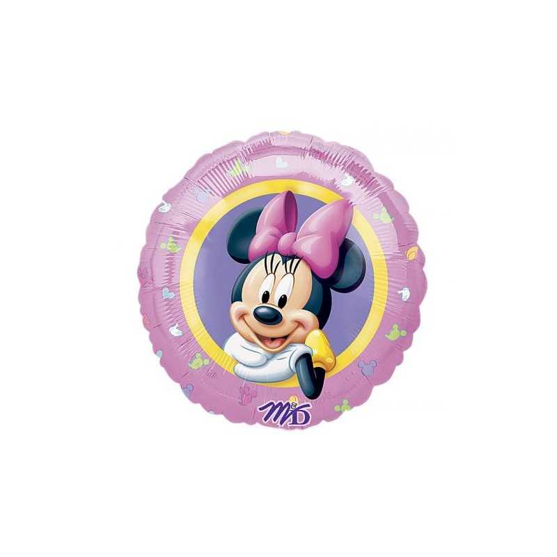 BALLON METALLIQUE ROND MINNIE MOUSE ROSE 43 CM