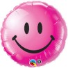 BALLON METALLIQUE ROND SMILEY ROSE 46 CM