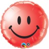 BALLON METALLIQUE ROND SMILEY ROUGE 46 CM