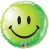 BALLON METALLIQUE SMILEY ROND VERT 46CM