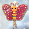 BALLON METALLIQUE PAPILLON GET WELL 33 X 45 CM