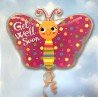 BALLON METALLIQUE PAPILLON GET WELL 33 X 45 CM