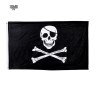 DRAPEAU DE PIRATE EN TISSU TETE DE MORT NOIR ET BLANC 90 X 150 CM