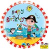 BALLON METALLIQUE ROND RACHEL HAPPY BIRTHDAY PIRATE 46 CM