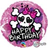 BALLON METALLIQUE ROND PIRATE ROSE HAPPY BIRTHDAY 46 CM