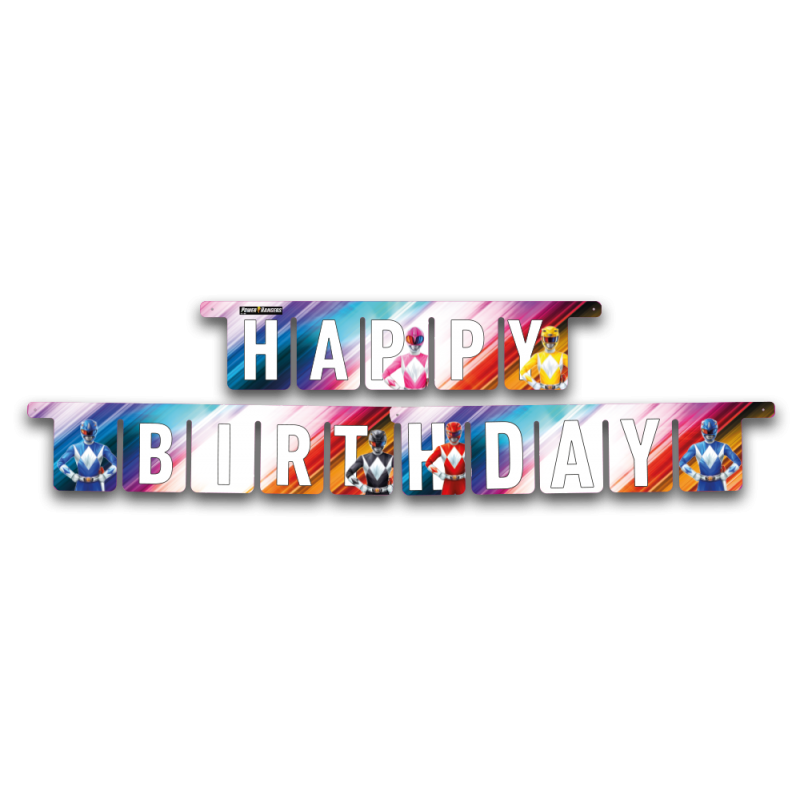 GUIRLANDE HAPPY BIRTHDAY THEME POWER RANGERS 3 METRES