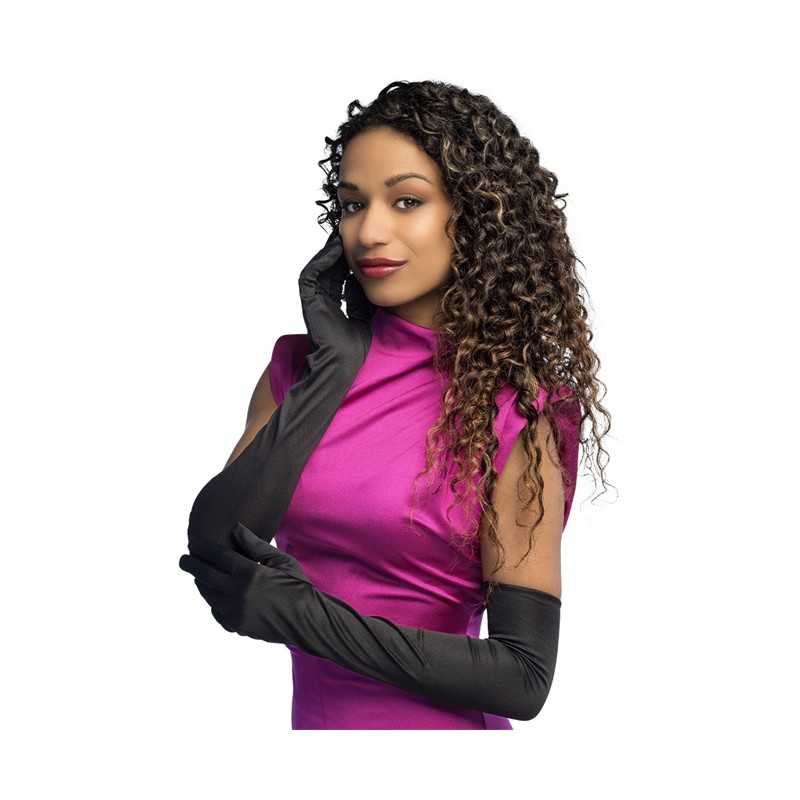 PAIRE DE GANTS STRETCH NOIR LOS ANGELES 60 CM AU DESSUS DU COUDE