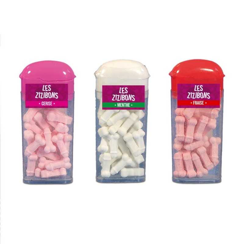BONBONS ZIZIBONS 1 BOITE CERISE FRAISE OU MENTHE