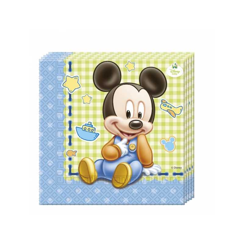 20 SERVIETTES BABY MICKEY 33 X 33 CM 