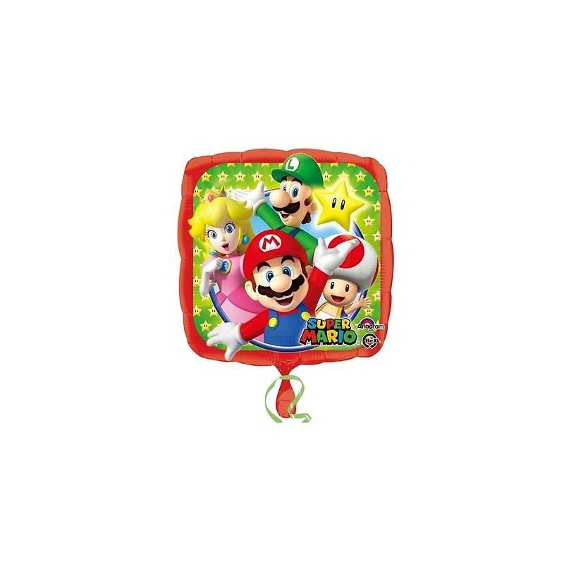 BALLON METALLIQUE CARRE MARIO BROS 43 CM
